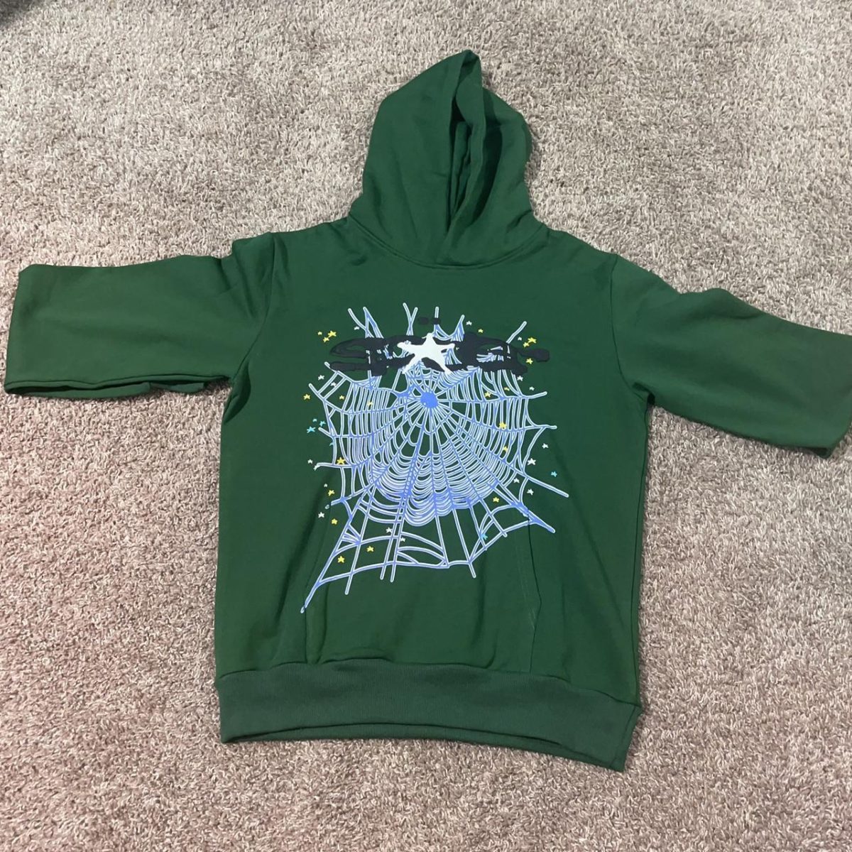 Green Spider Web Hoodie - Image 1