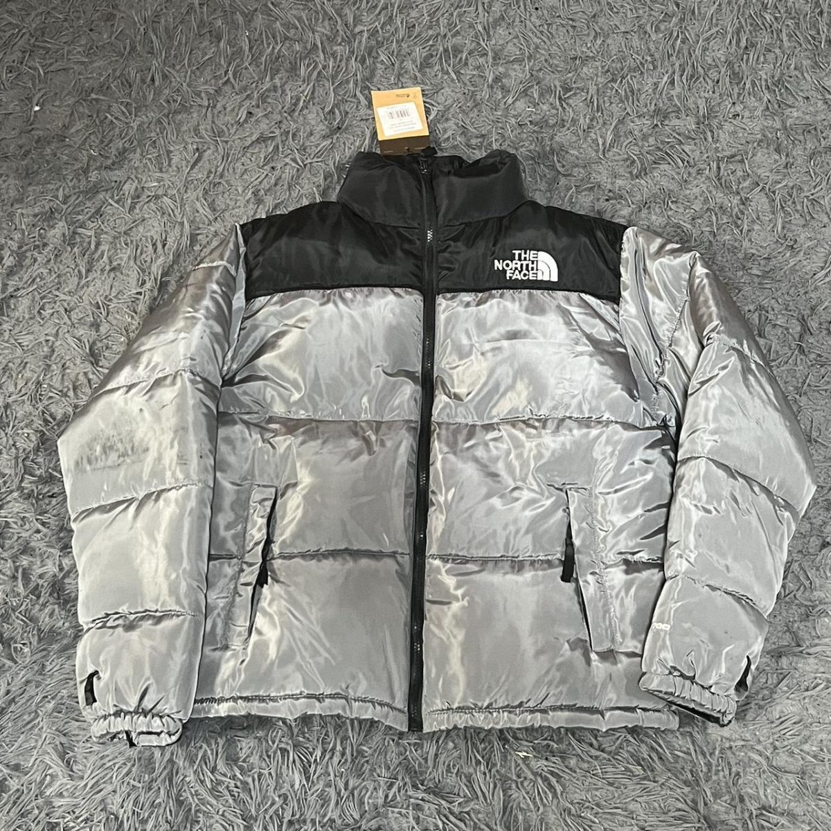The North Face Men's Silver and Black Jacket - Image 1
