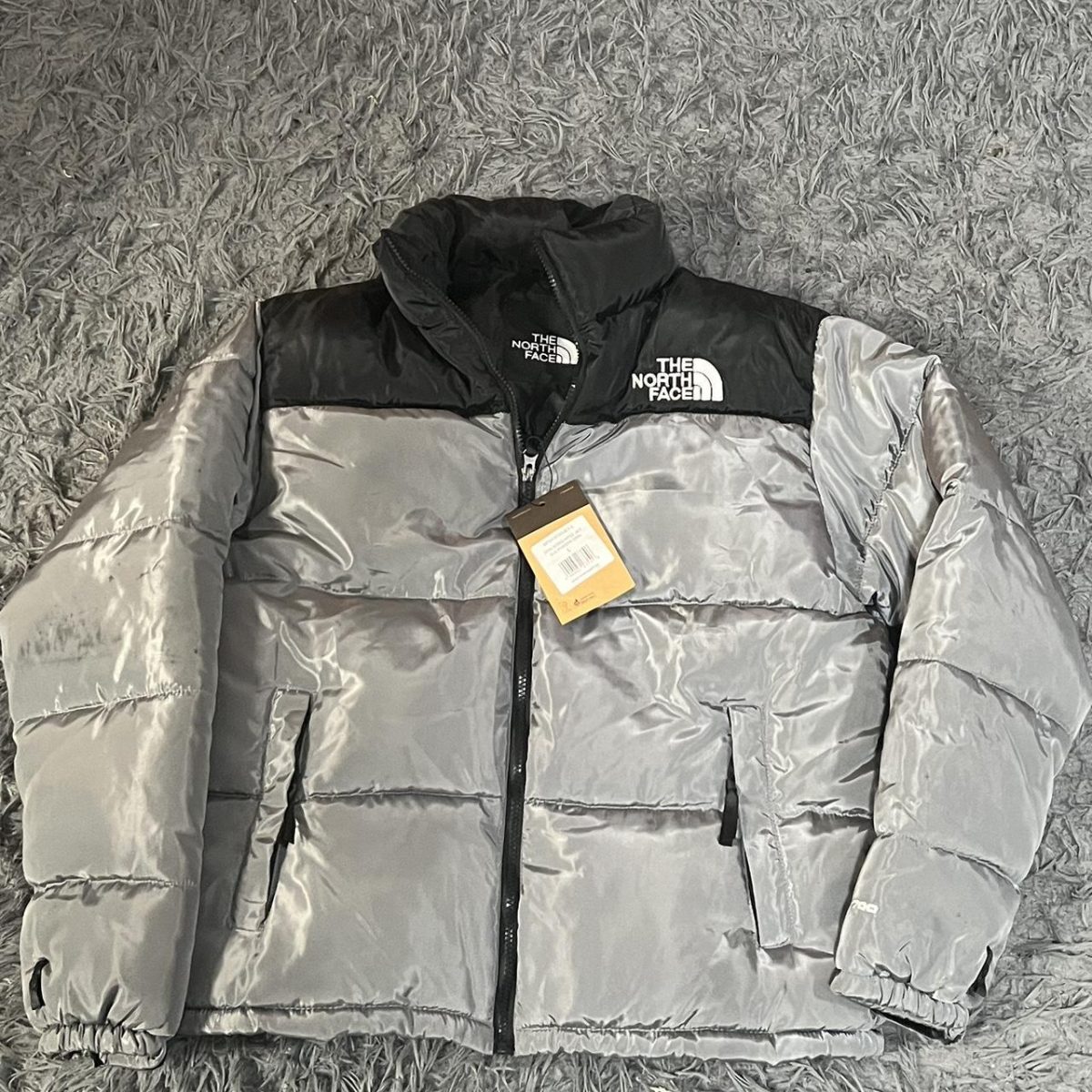 The North Face Men's Silver and Black Jacket - Image 2